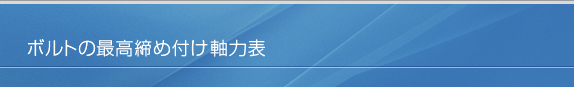 ボルトの締め付け軸力表（ボルト軸力値）